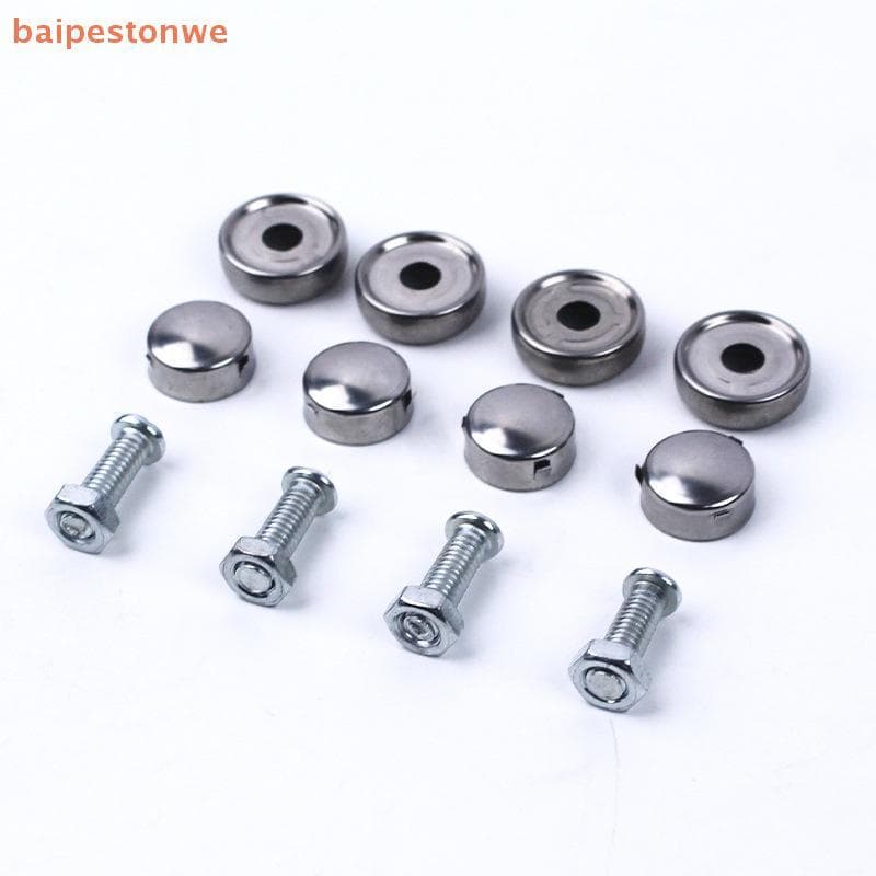 [baipestonwe] 1 Conjunto De Parafusos Cromados Anti-Roubo , De Placa De Carro , Quadro Circular , Porca De Fixação Ident