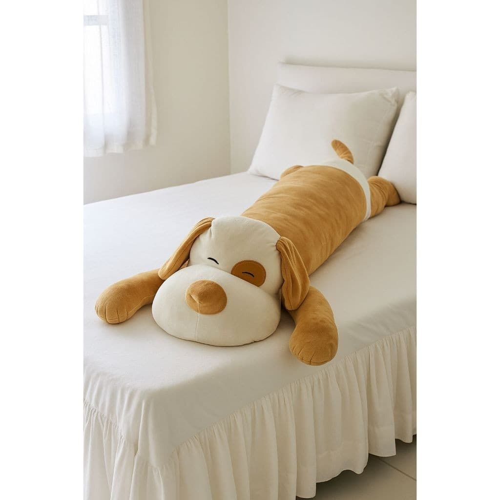 Xuxão Travesseiro de Corpo Cachorro 1,10m–Pelúcia para Crianças, Adultos e Gestantes, conforto, quarto, cama, decoração