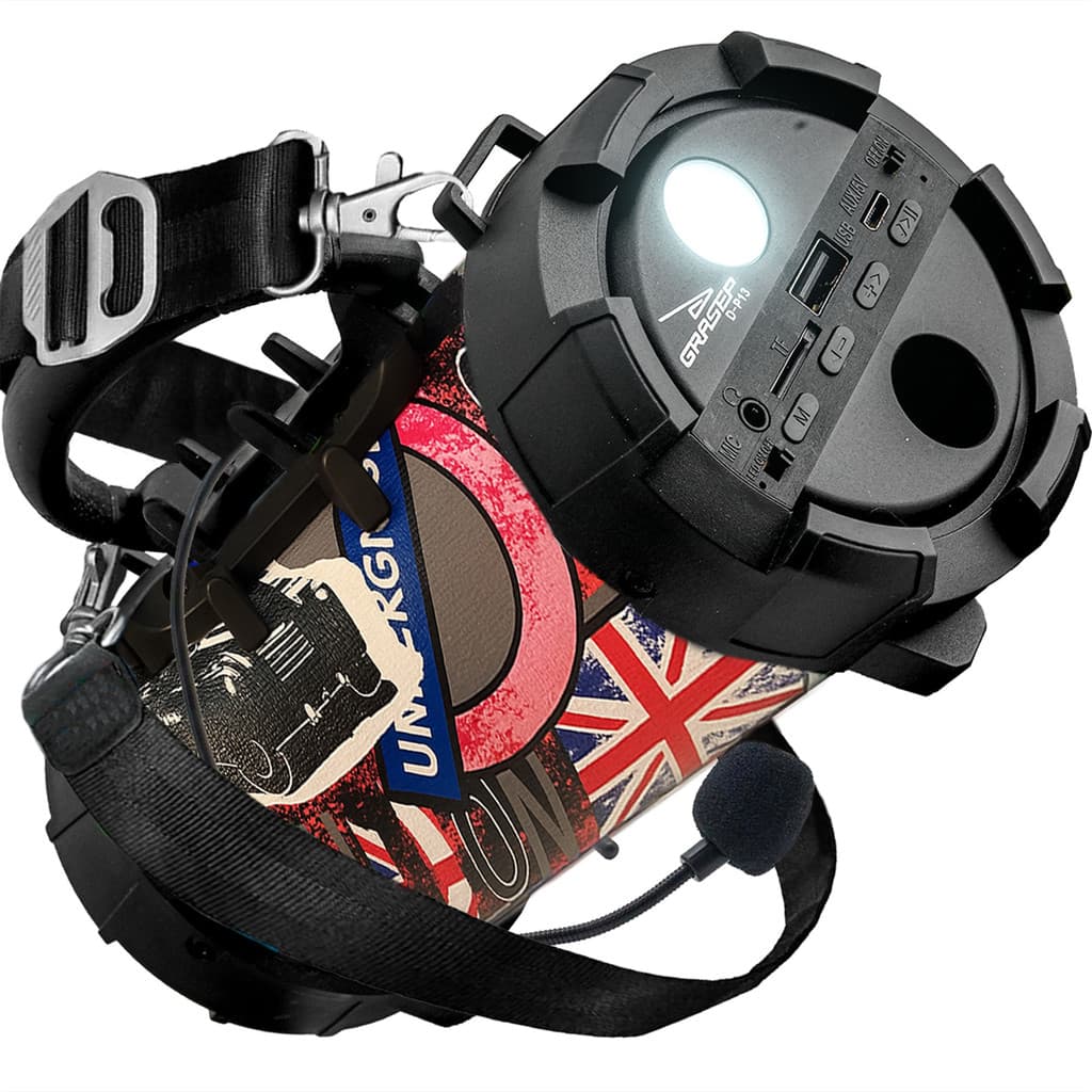 Caixa de Som Bluetooth Com Microfone Portátil Amplificada Grasep Canhão