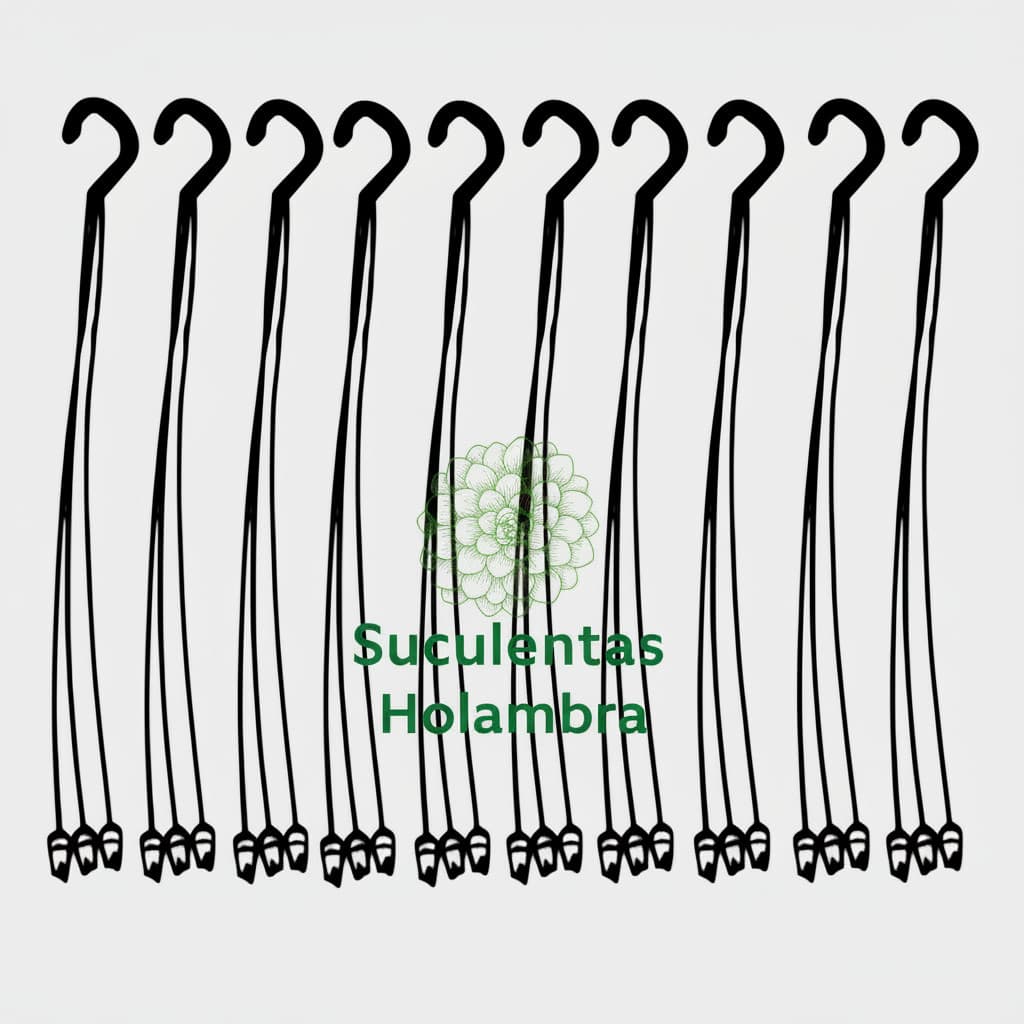 Kit 10 Hastes Alça 43 cm Cor Preta Pendurador de Plantas e Vasos