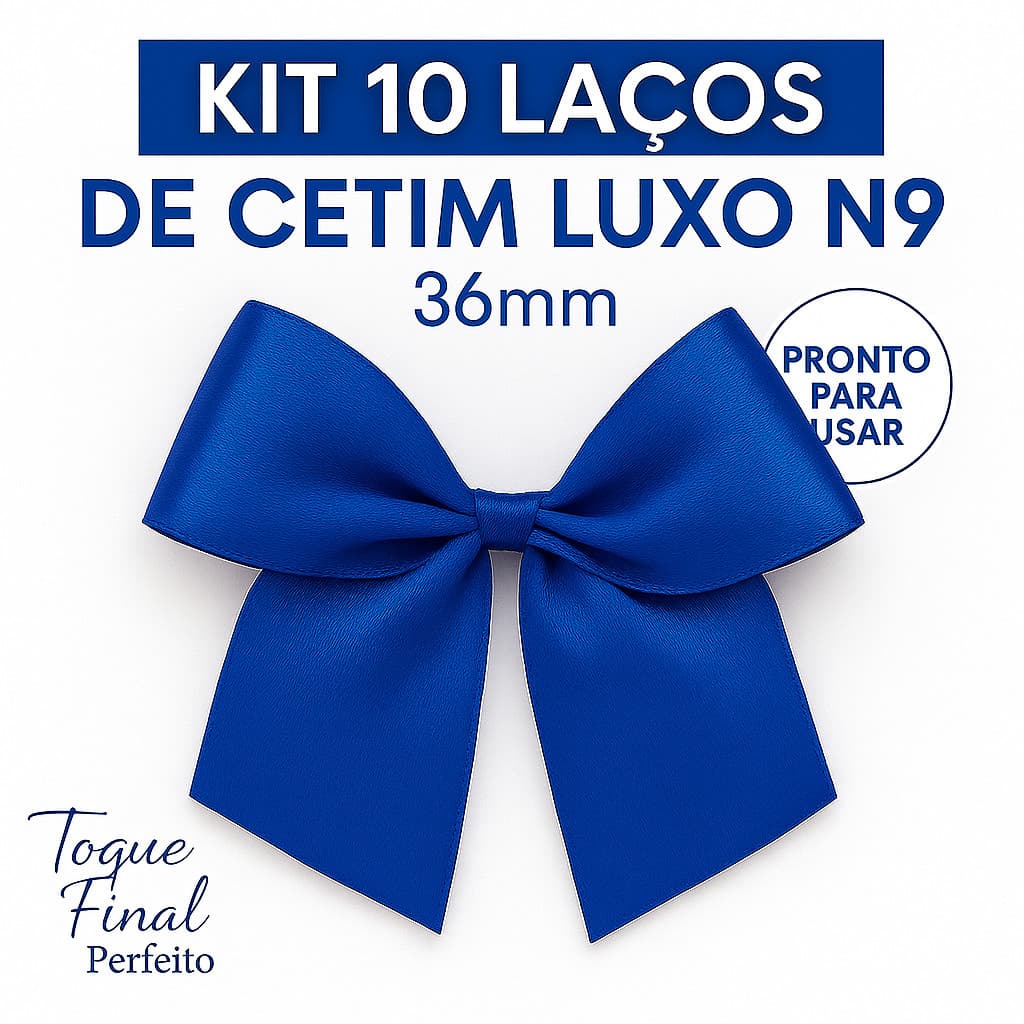 Kit 10 Laços de Cetim Luxo N9 38mm para Natal, Lembrancinhas, Artesanato e Decoração