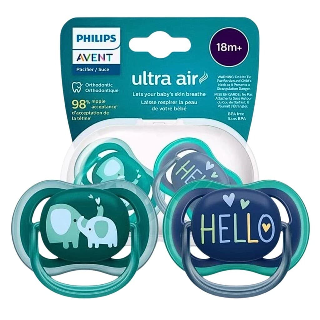 Chupeta Ultra Air Philips Avent 18+ Meses – Kit Duplo Azul e Verde (SCF349/18)