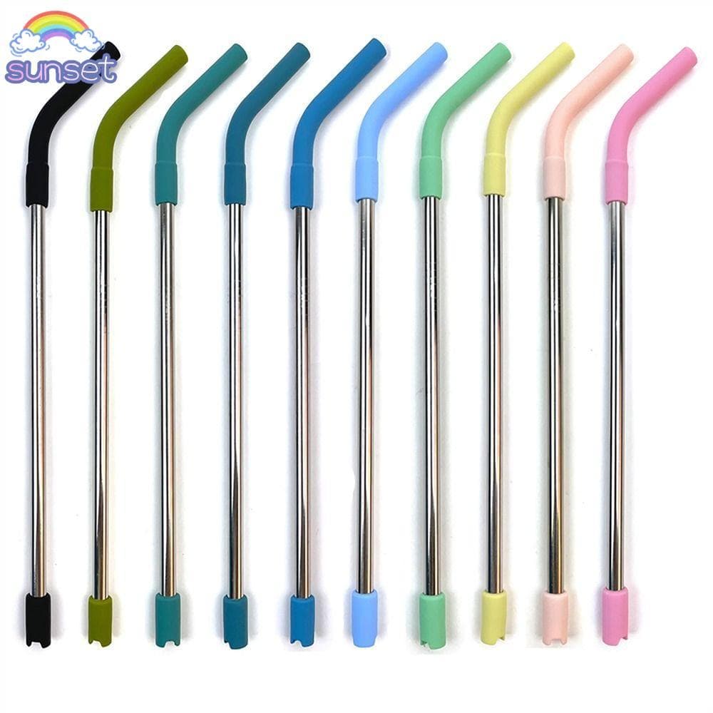 Canudos De Curvatura Reta SUNSET , Aço Inoxidável Com Pontas De Silicone , Suprimentos Para Garrafas