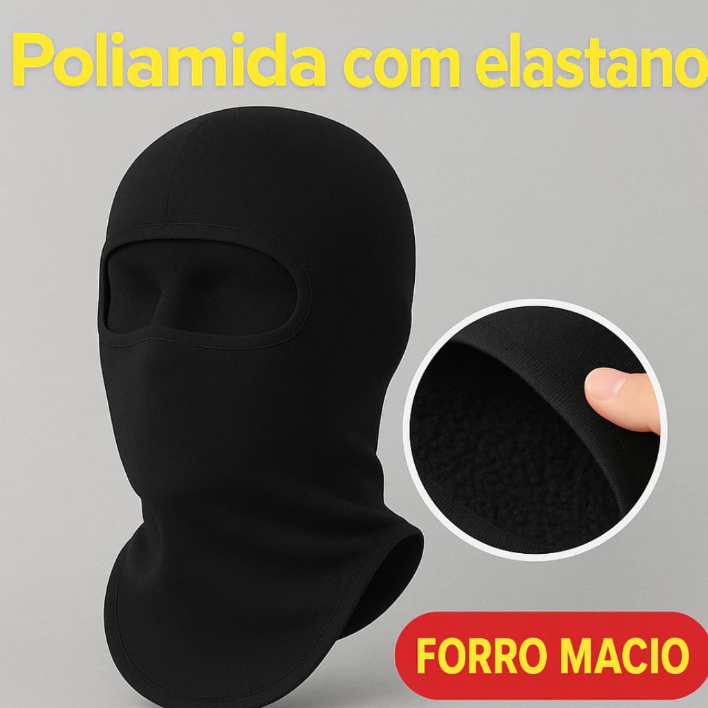 Touca Ninja Balaclava Térmica Unissex Com Forro Peluciado Proteção UV Moto Frio Motoboy