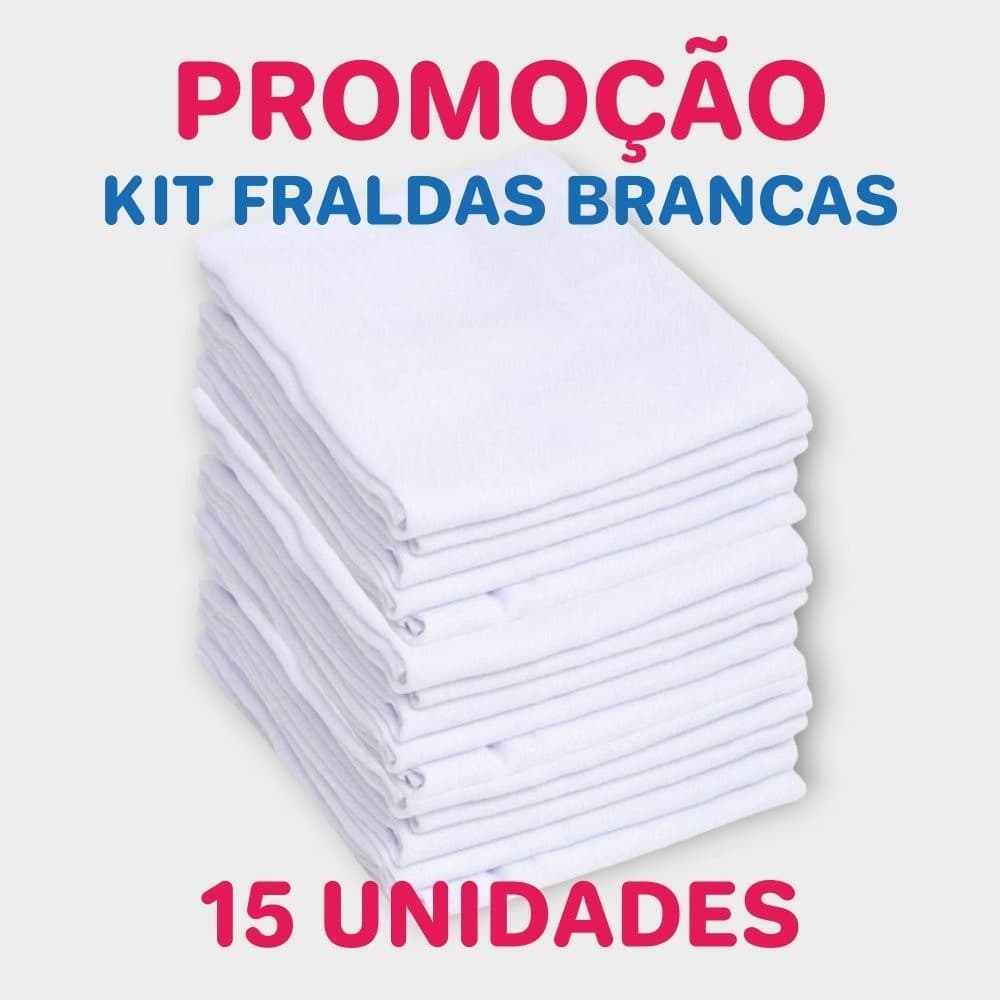 Kit Fralda de Pano Bebê 15 Unidades 60x60cm .Estampada ou Branca1