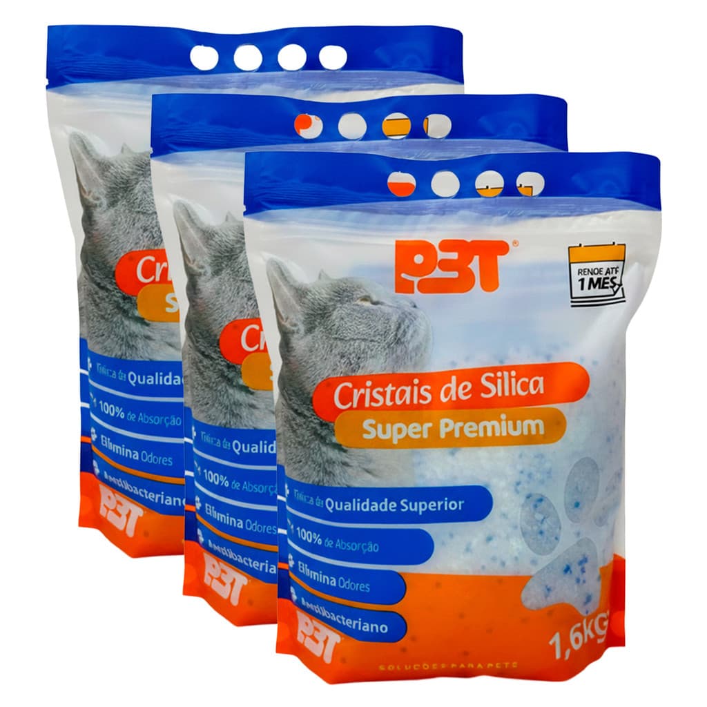 3UN Areia Sanitária de Gato Cristais Sílica GROSSA 4,8kg P3T