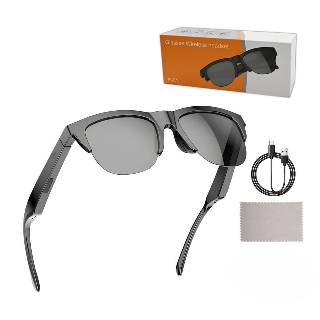 Óculos Inteligente Bluetooth com Áudio Integrado F-01 | Som Open-Ear, Microfone, Proteção UV, Carregamento Tipo-C marisa