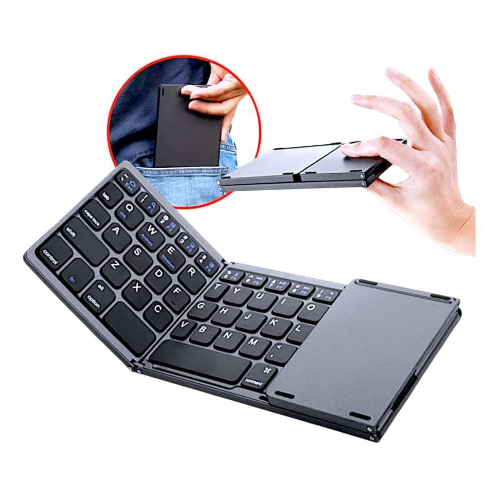 Mini Teclado Bluetooth Dobrável Touchpad Sem Fio Recarregável B033