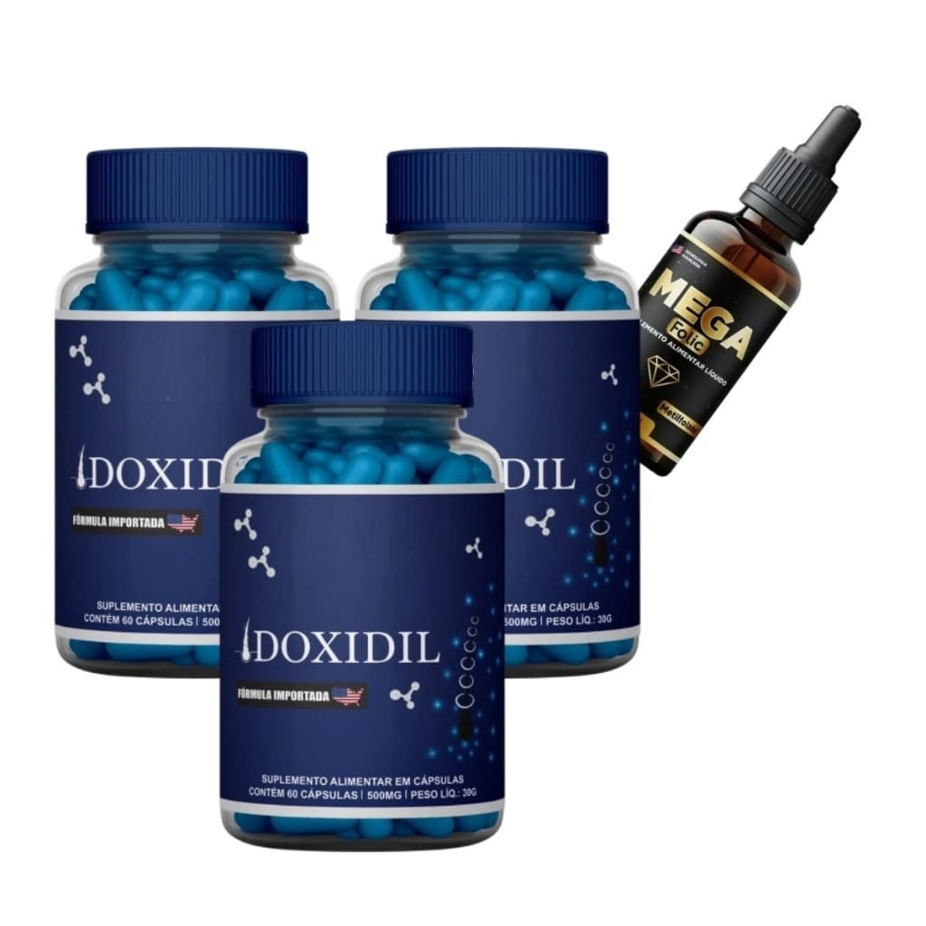 Suplemento Capilar - Doxidil - 3 Potes com 60 capsulas cada Promoção + Mega Folic