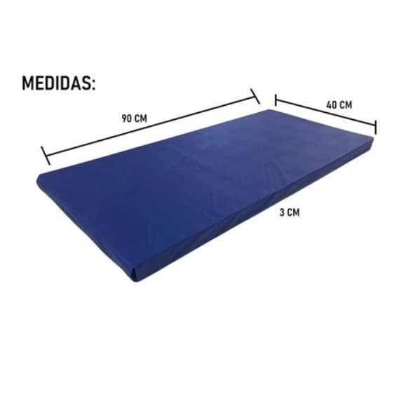 COLCHONETE AZUL ACADEMIA / YOGA / PILATES - 90x40x3cm - DUPLA COSTURA TRAVETADA