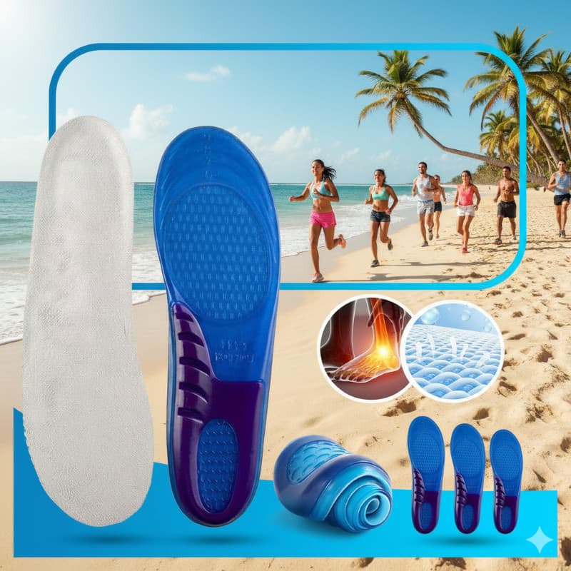 Par de Palmilhas Ortopédicas de Silicone em Gel Anti-Impacto para Sapatos e Tênis Confortáveis