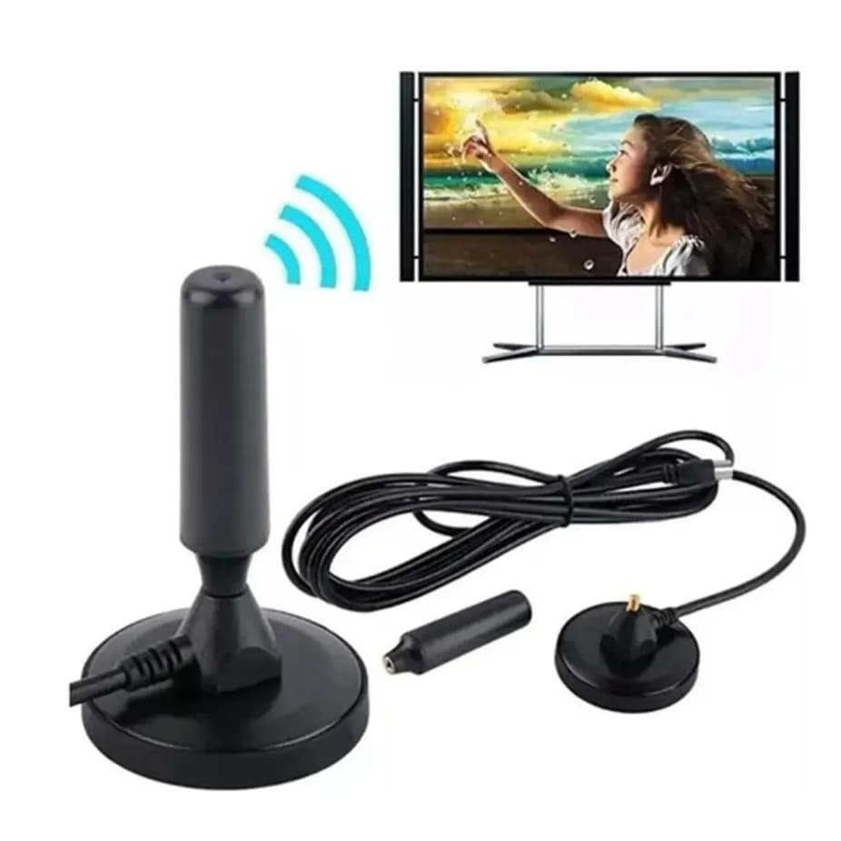 Antena Digital HDTV 4K Compacta Portátil Com Cabo 5M Alta Sensibilidade Para Sinal De TV Digital