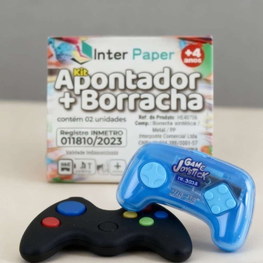 Kit Apontador + Borracha Controle de Video-Game (HE40706) - Ideal para Crianças