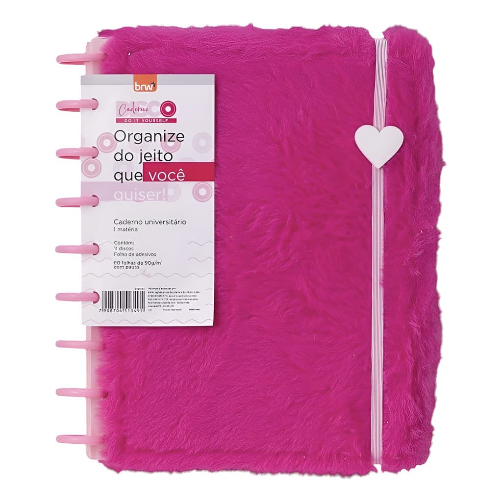 Caderno Disco Plush Pink 80folhas, Organize Do Seu Jeitinho.