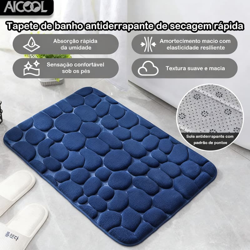 Conjunto AICOOL de Tapetes para Banheiro 60x40cm, Antiderrapante, Absorvente com Design de Pedra