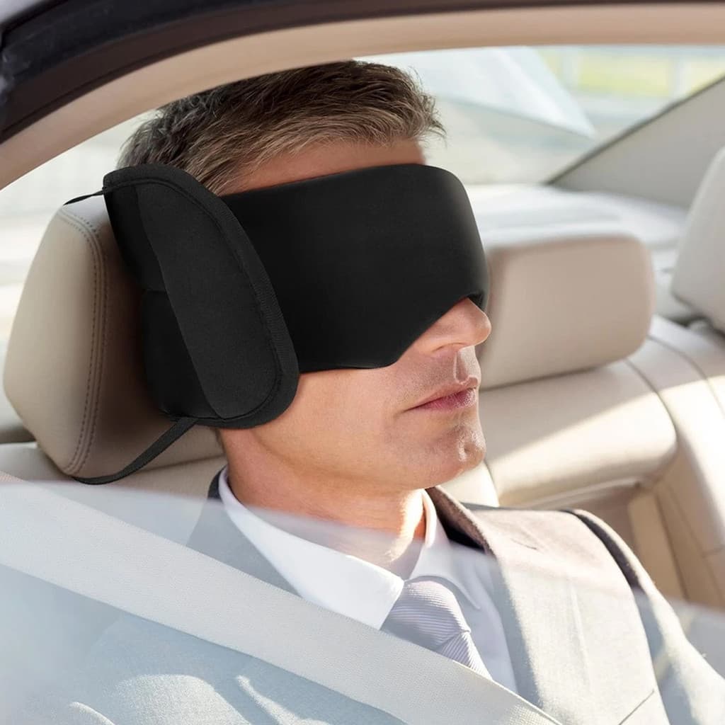 Apoio de Cabeça Adulto + Máscara de Olho Viagem Segurança Ajustável