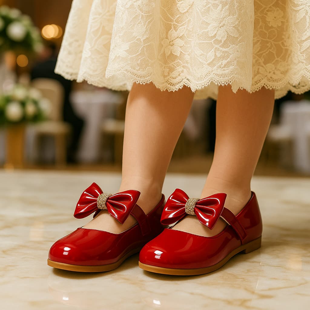 Sapatilha Vermelho Infantil Criança Menina Boneca Casamento Sapato Daminha Honra Laço Removível Festa Confortável 2 em 1