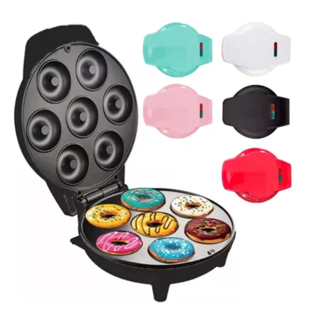 Mini Maquina De Donuts Café Da Manhã Capacidade Para 7 Mini Rosquinha Elétrica 110V Portátil