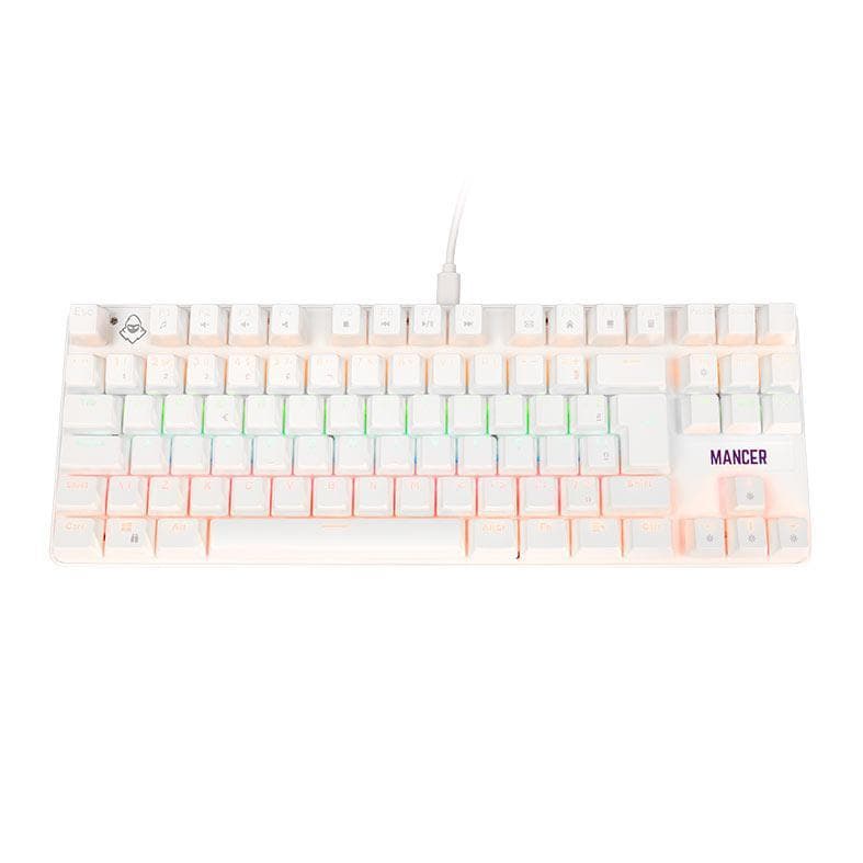 Teclado Mecanico Mancer Ghoul MK3, RGB, ABNT2, Switch Huano Vermelho, Branco, MCR-GHM3-WH01