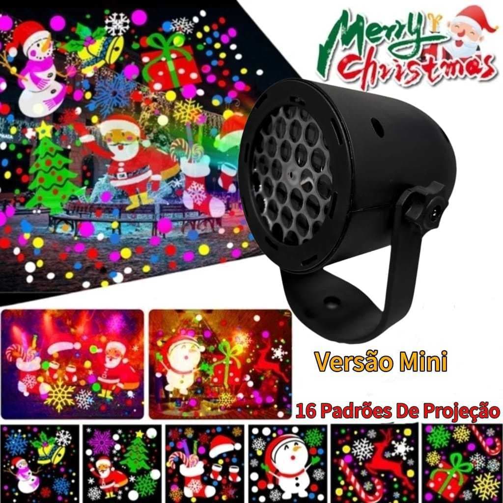 Projetor LED Natalino Decoração Natal Luzes Desenhos Natalinos Projeção Casa Festas Parede