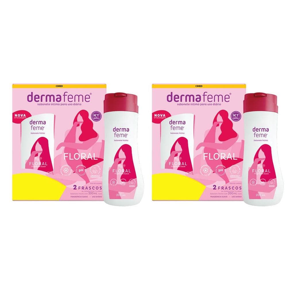 Dermafeme Floral Sabonete Intimo 200ml Cada Kit 2 - Cimed