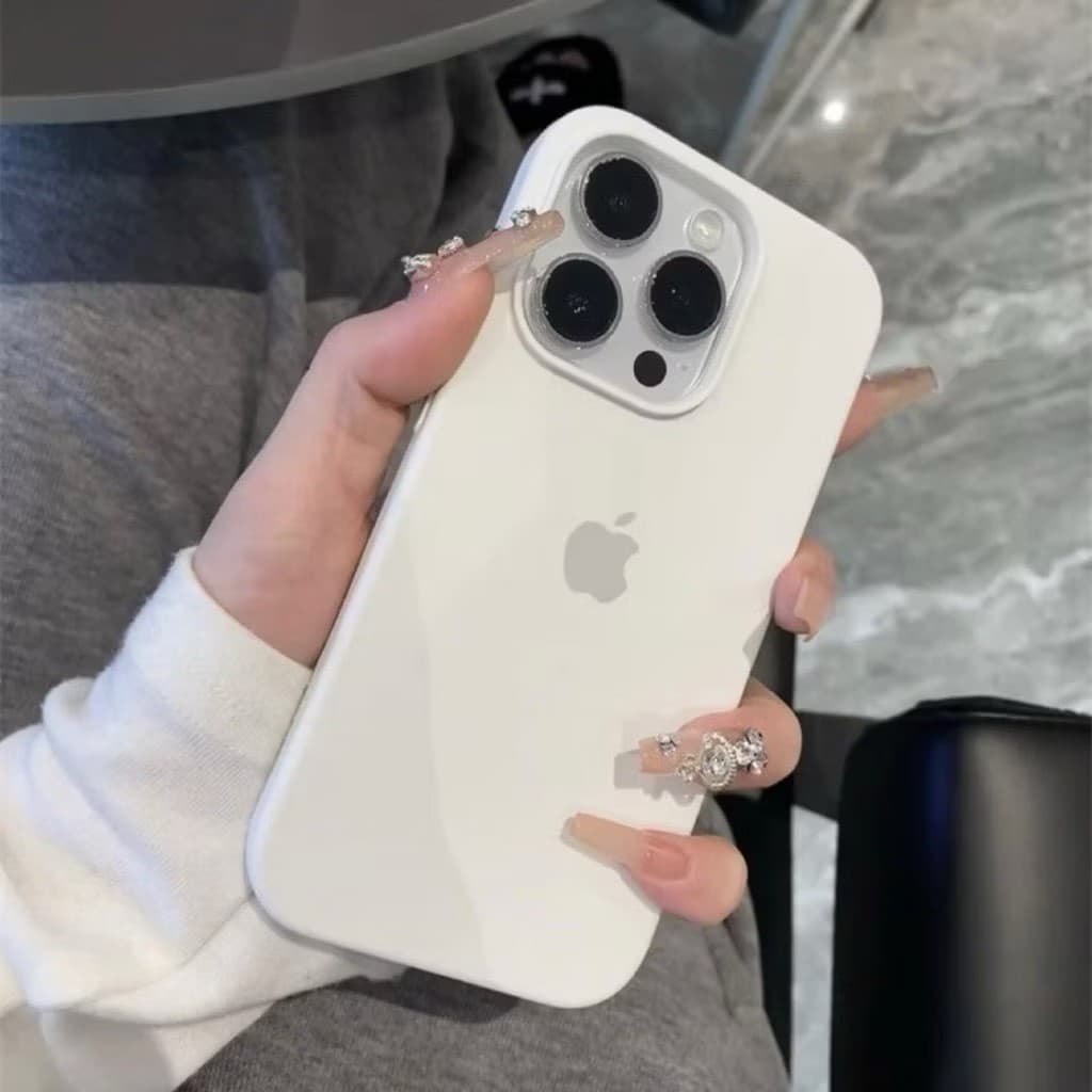 Capa Capinha Silicone Aveludada Cor Preto Branco Para IPhone XR/11/12/13/14/15/16/16 Pro Promax