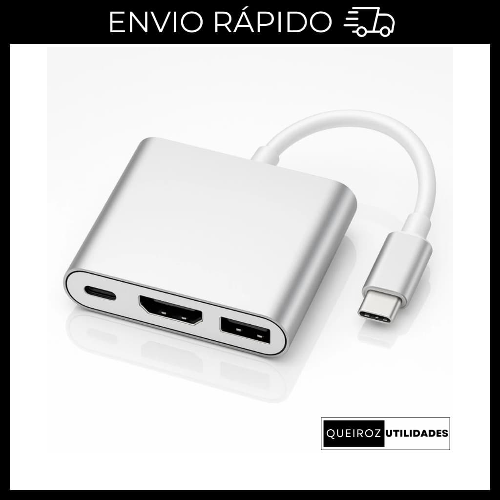 Adaptador Conversor Usb 3.0 Tipo C Para HDMI 4K 3 Em 1