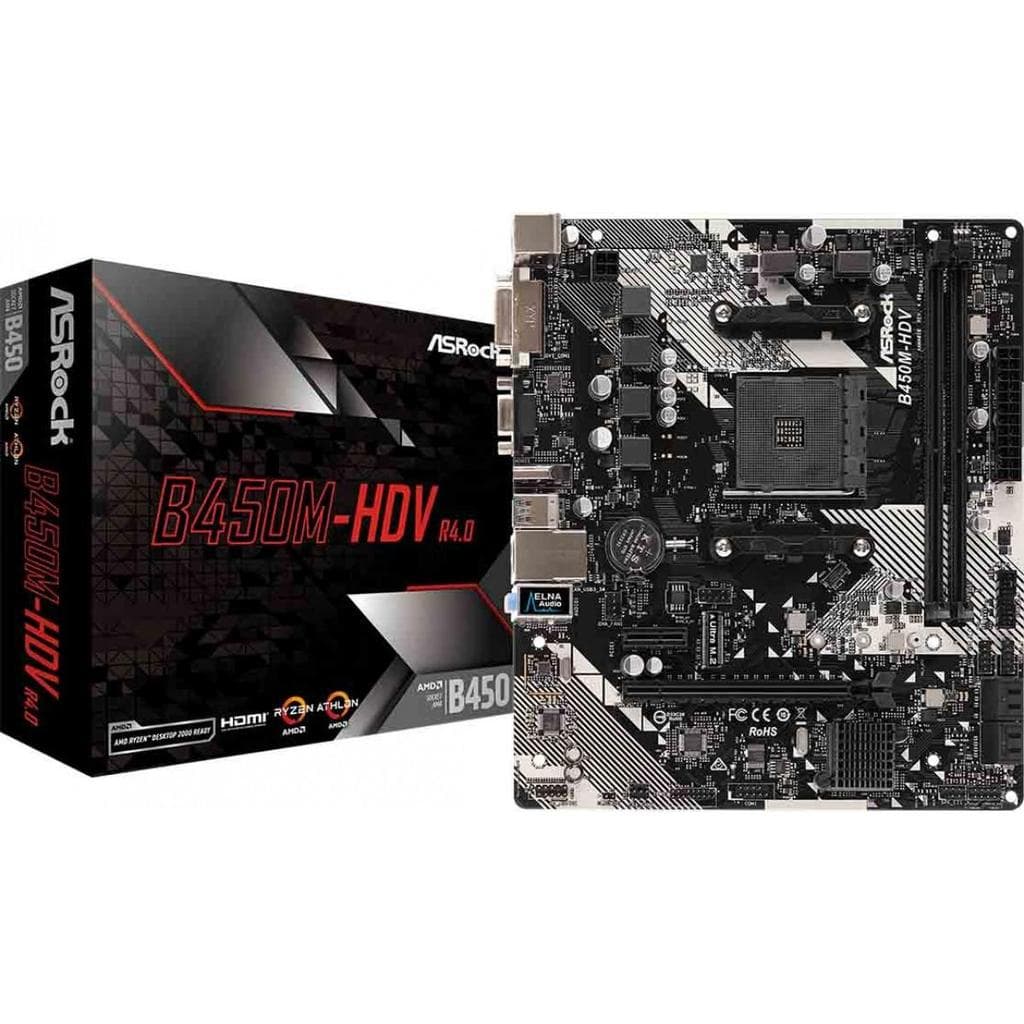 Placa Mãe ASRock B450M-HDV R4.0, Chipset B450, AMD AM4, mATX, DDR4