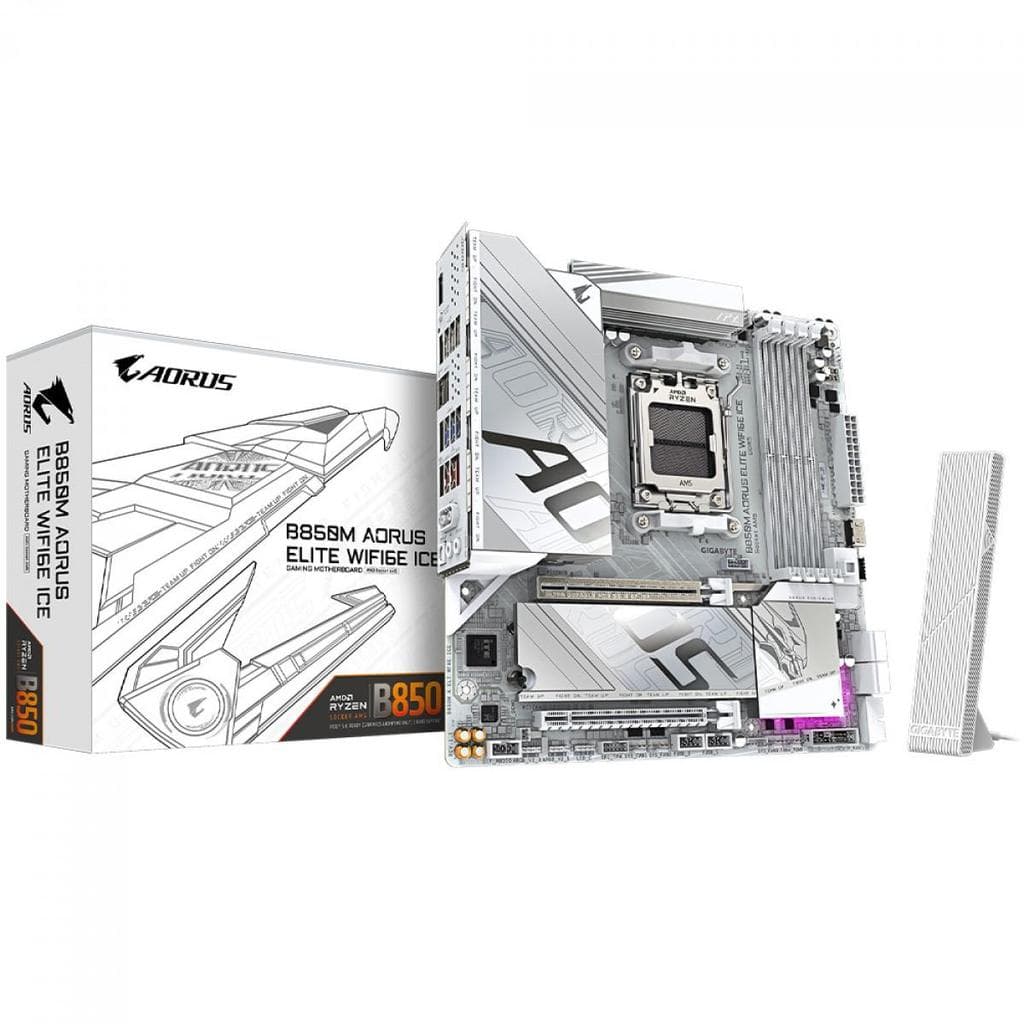 Placa Mãe Gigabyte B850M AORUS Elite WIFI6E ICE, Chipset B850, AMD AM5, MATX, DDR5