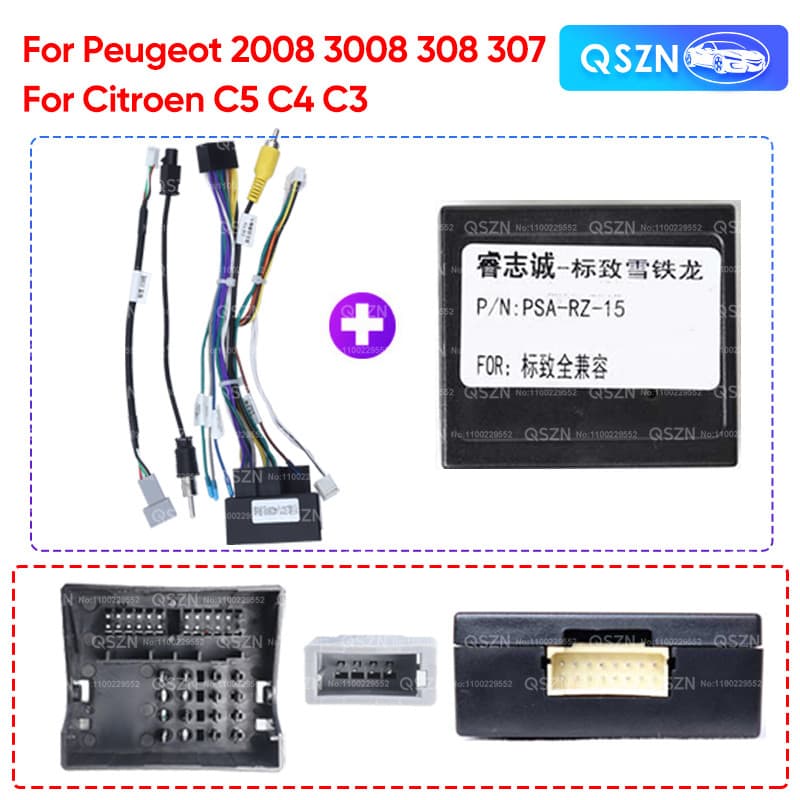 Acessórios De Cabo De Rádio Android De 16 Pinos Para Peugeot 2008 3008 308 307 Citroen C5 C4 C3 Cablagem CANBUS Decodifi