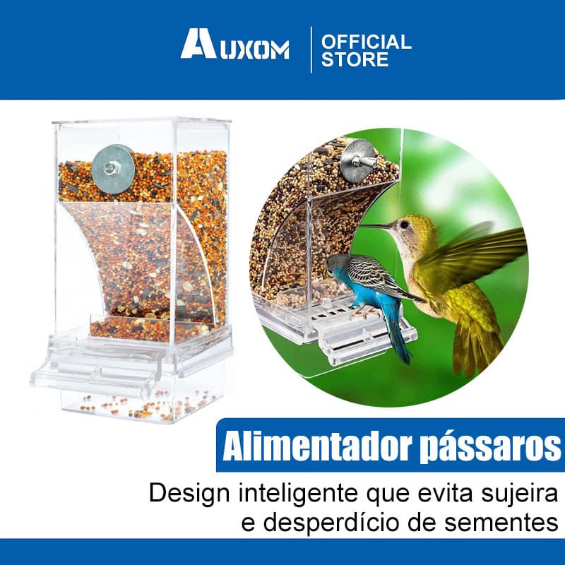 Alimentador Acrílico para Pássaros Portátil Antiderramamento Transparente Reutilizável Prático