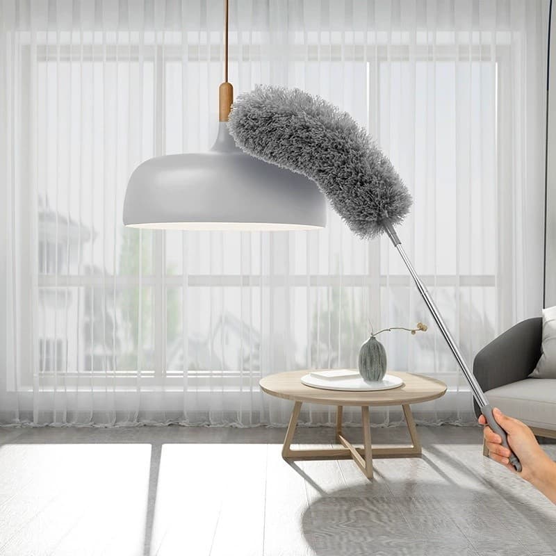 Espanador de Pó Para Limpeza em Microfibra Com Cabo Extensor e Retrátil Lavável 2,8m Escova De Limpeza De Poeira