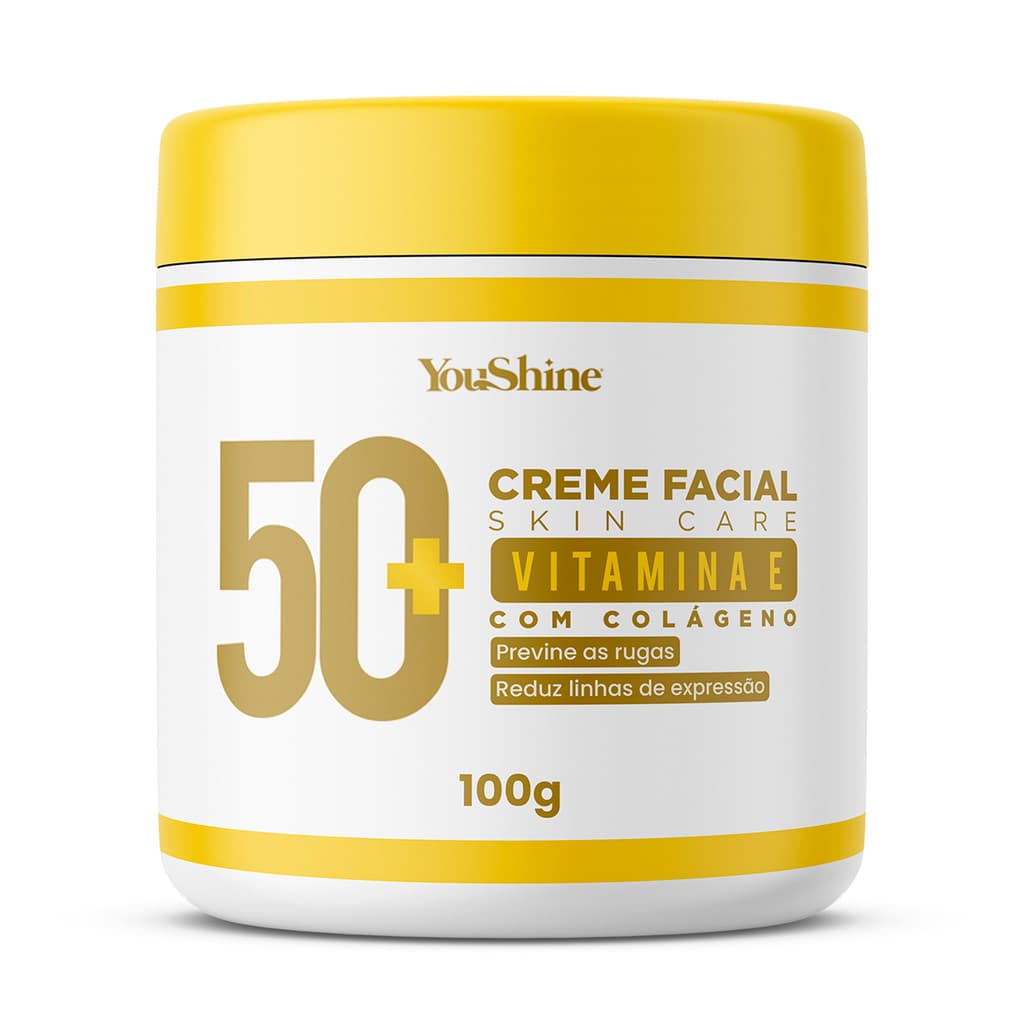 Creme Rosto 50+ Para Rugas Skin Care com Colágeno e Vitamina E Facial Antissinais YouShine 100g