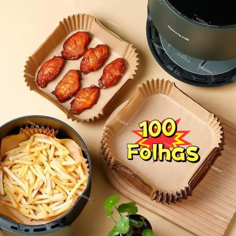 Kit 100/200/300 Forro de Papel Descartável para Airfryer Antiaderente,Quadrado,Anti-Óleo Sem Limpeza