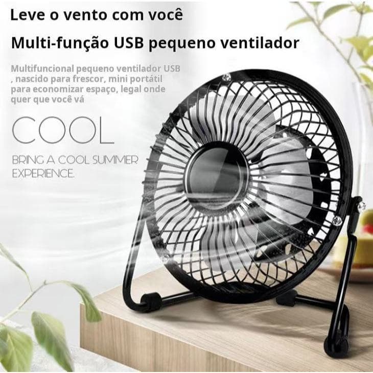 Mini Ventilador De Mesa USB Preminum Metal Portátil 145MM Compacto 4 Pás