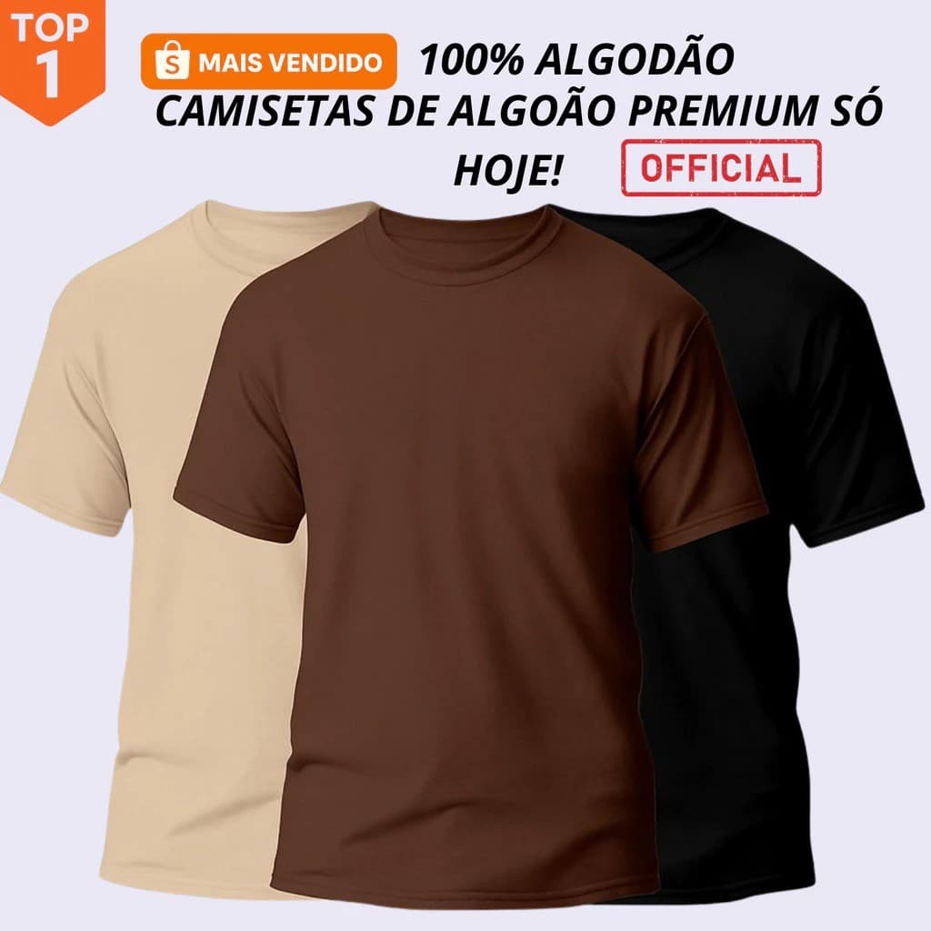 KIT 3 Camisas 100% algodão masculinas basicas streetwear
