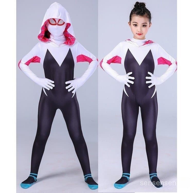 Fantasia de Spiderman Gwen Stacy para crianças, cosplay engraçado, macacão de carnaval de Halloween para meninos e menin