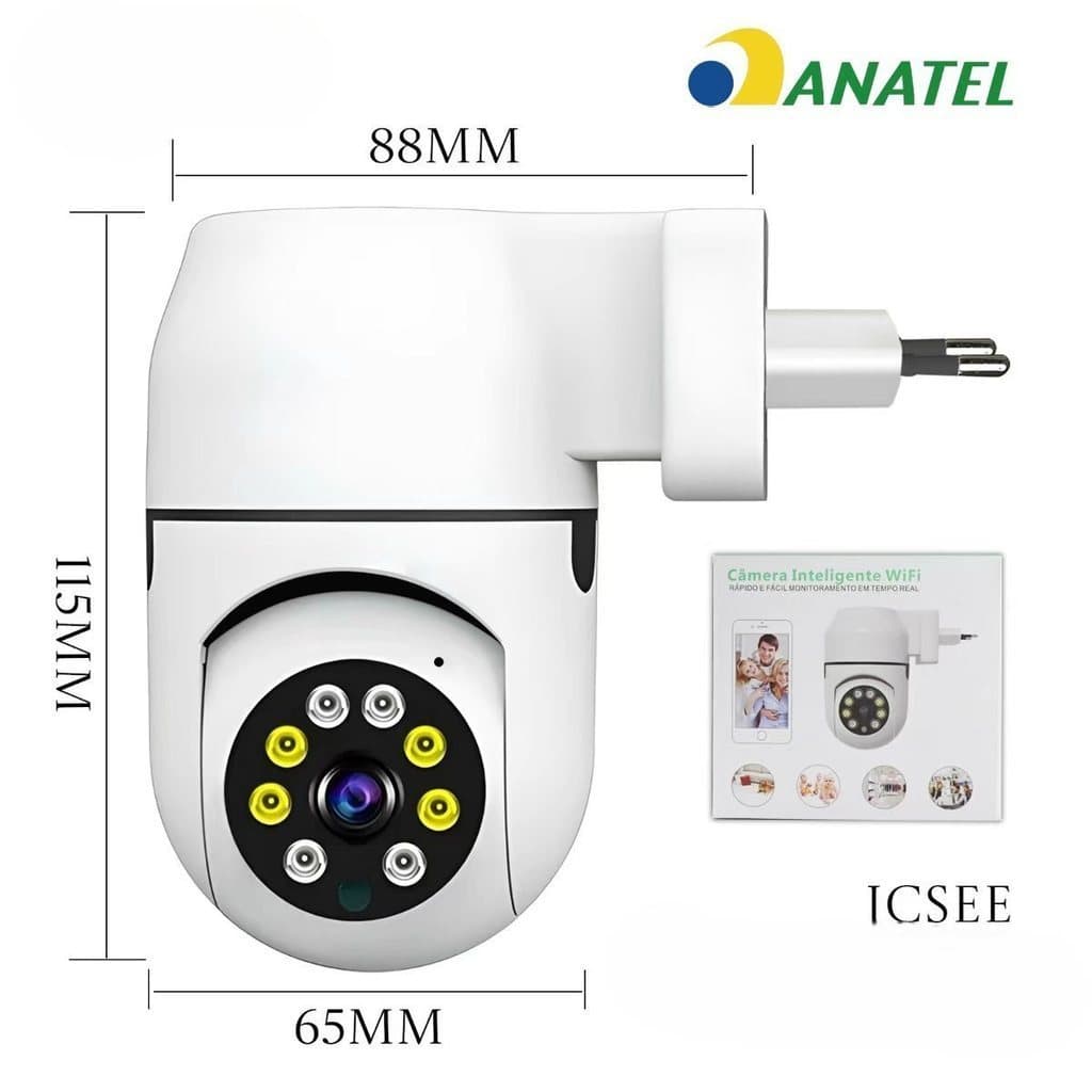 Câmera Wi-Fi Inteligente 2.4G com Visão Noturna e Áudio Bidirecional – ICSEE anjgg