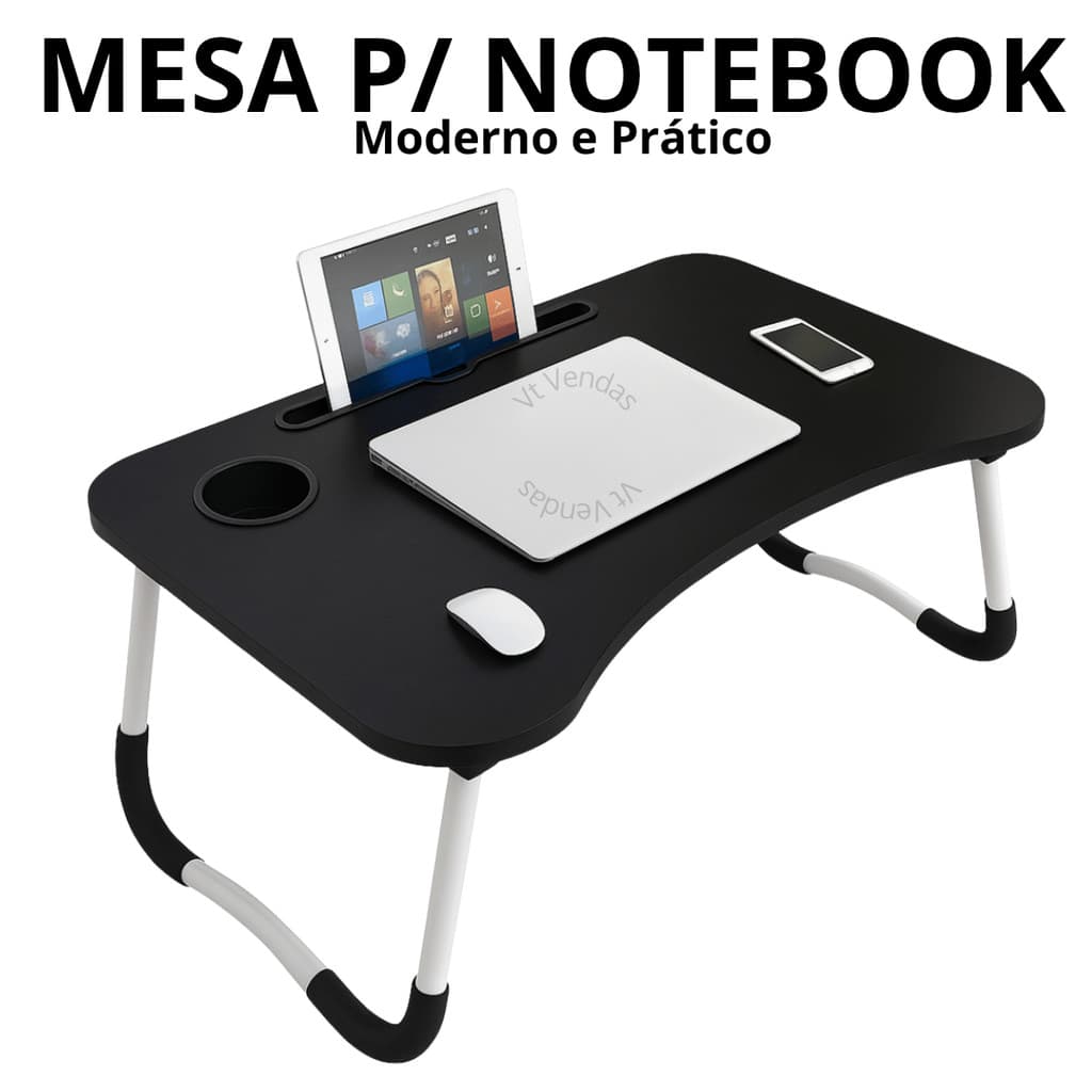 Mesa Dobrável Portátil para Cama e Sofá – Apoio para Notebook, Tablet, Refeições e Estudos