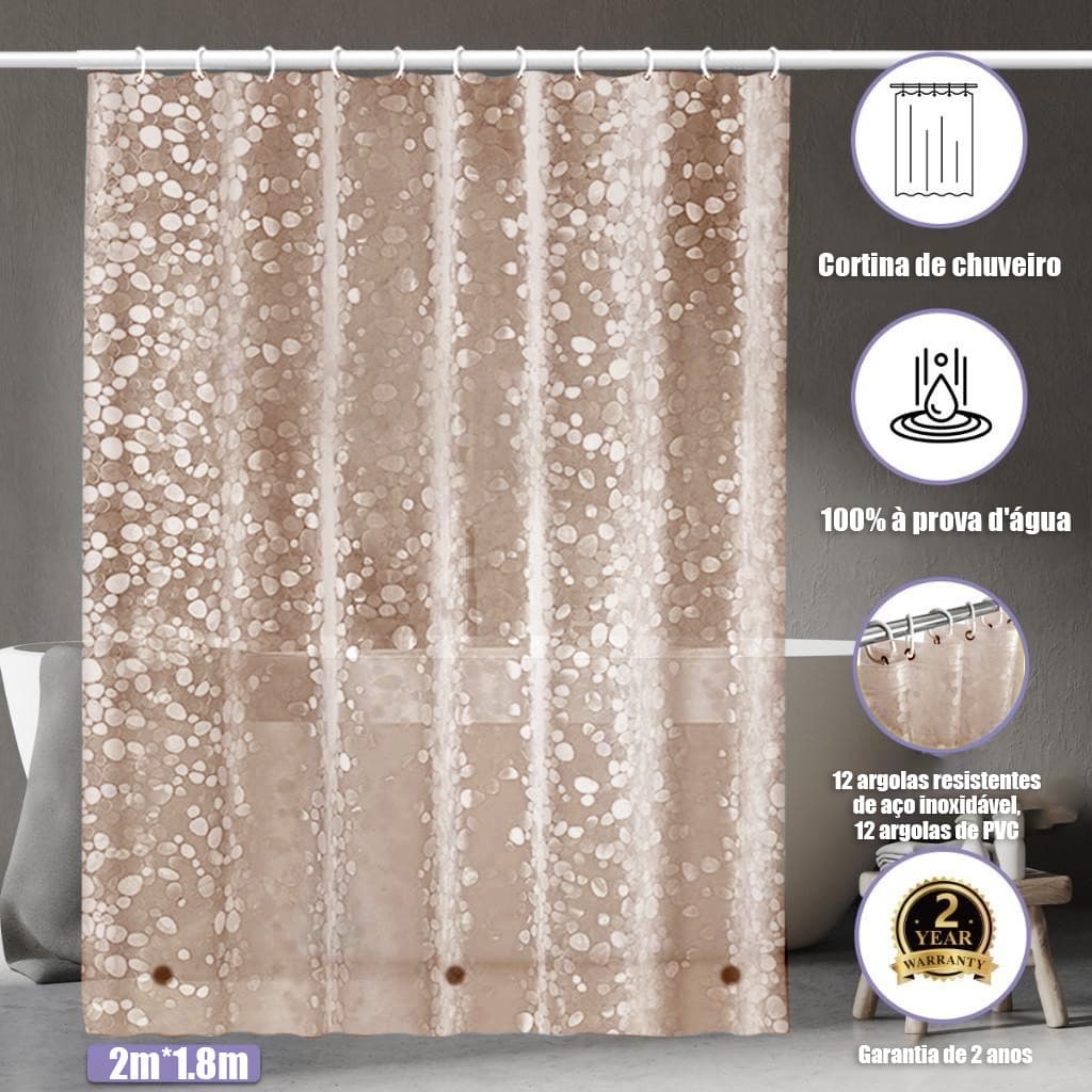 Enviar imediatamente Cortina de Box 3D com Ímã 100%  2mx1,8m – Anti Mofo, Alta Qualidade, Resistente para Banheiro