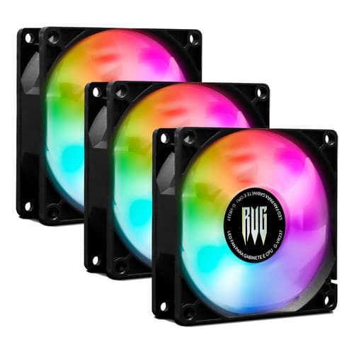 Kit 3 Cooler Fan VR337 Revenger Para Pc Cpu Gamer Gabinete Ventoinha Air 80mm Led Rgb 12v Super Silencioso