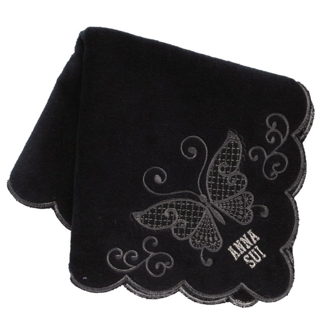 ANNA SUI Toalha de mão grande (28cm) com aplique de tule de borboleta (preto) feminino