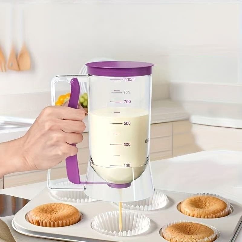 Jarra Dispenser Dosador Medidor de Massas 900ml p/ Cupcake Panqueca Waffle Crepe Bolo Confeitaria