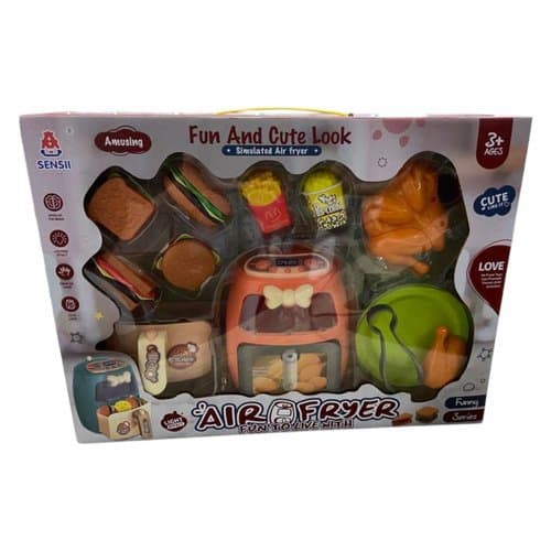 Jogo Cozinha Infantil Mini Air Fryer Luzes Acessorios Divertido Educativo Criança
