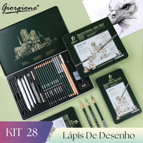 Lápis De Desenho Kit 28 Pcs Lápis Carvão Para Esboço Profissional Artista Material De Arte