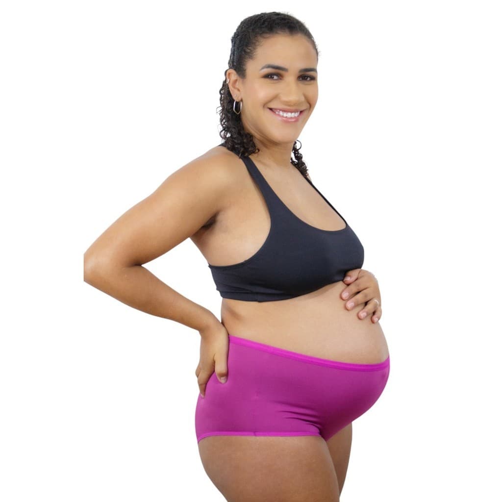 Kit 5 calcinhas hot pants gestante e pós parto cintura alta confortável ideal pro dia a dia