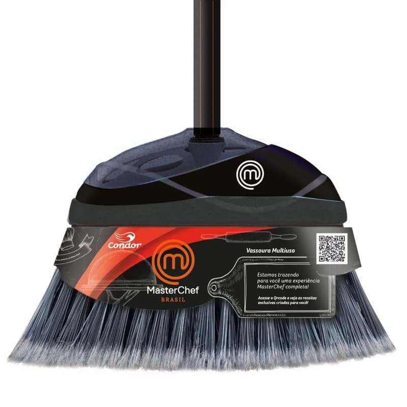 VASSOURA MULTIUSO BLACK EXCLUSIVA MASTERCHEF CONDOR PISOS CERDAS PLUMADAS E CRUZADAS