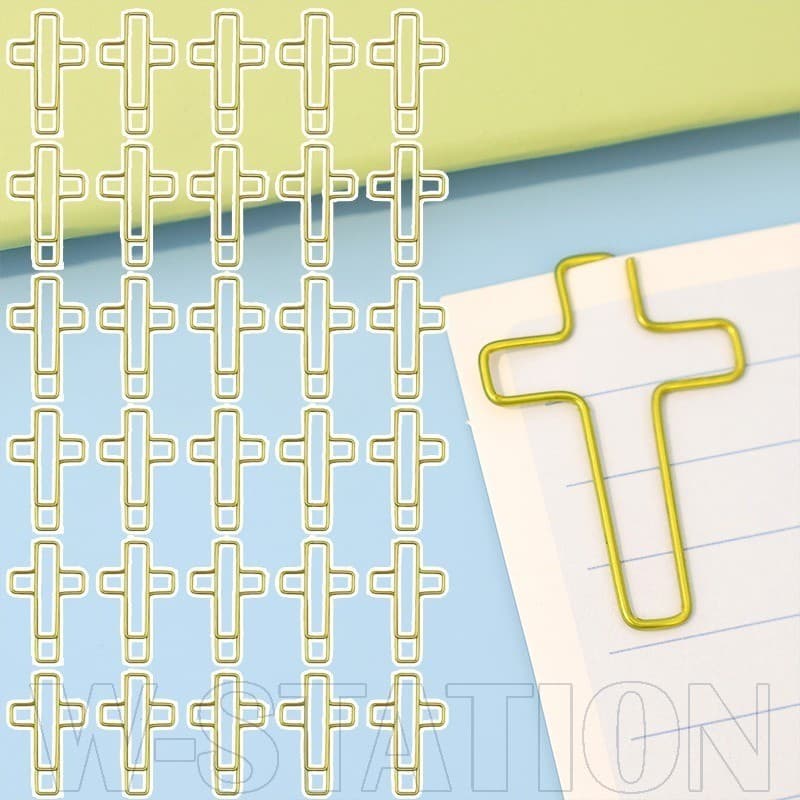 10/20/40 Unidades Clipe De Papel Em Forma De Cruz Dourada-Marcador Formato Especial-Clipes Para Planejador-Pasta De Enca