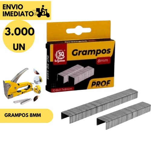 3.000 Un Grampo Reforçado 8 MM Para Grampeador Tapeceiro Estofado Madeira Galvanizado Profissional