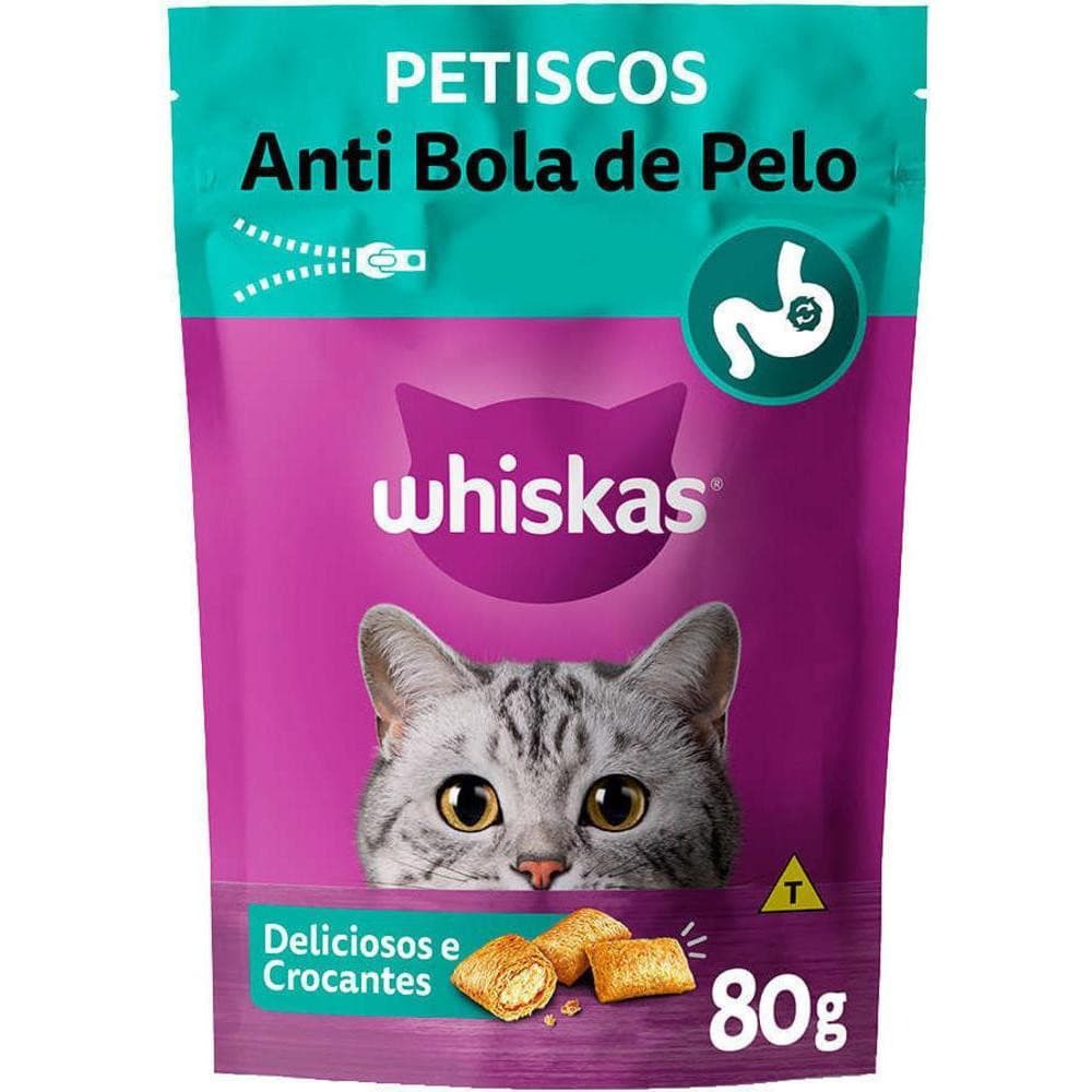 Petisco Whiskas Anti Bola de Pelo Para Gatos Adultos 80 g